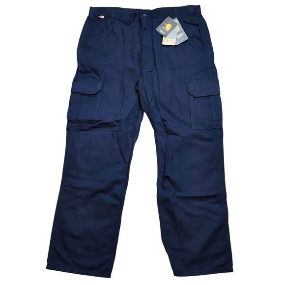 NEW Carhartt Flame Resistant Loose Fit Canvas Men's Blue Cargo Pants Sz 40x32 - Picture 2 of 7